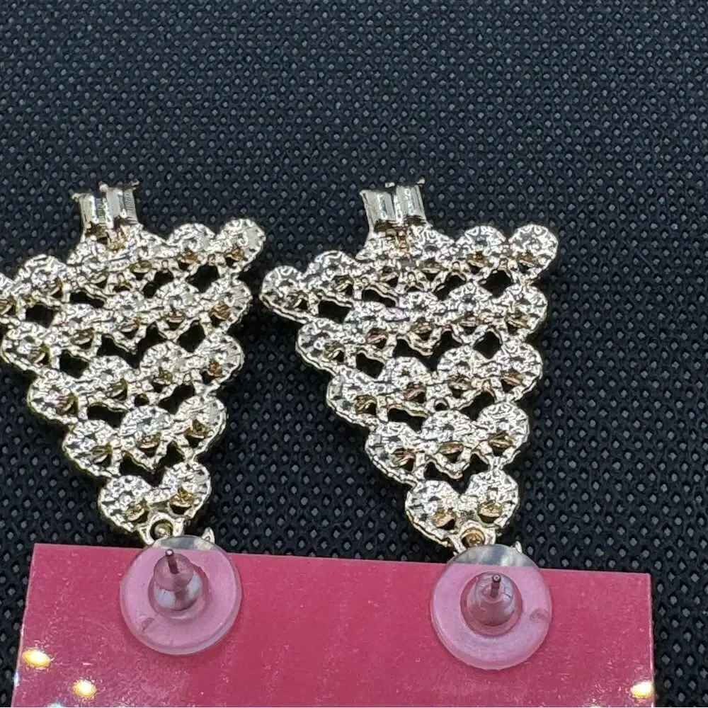 EARRINGS! Betsey Johnson Christmas Tree Earrings BNWT Multicolored Gemstones
